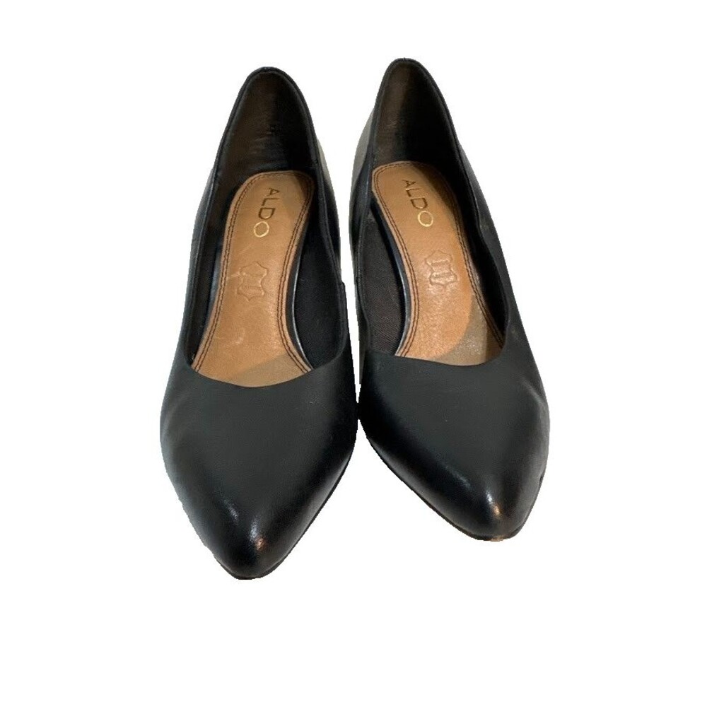 ALDO Women’s Black Leather Pointed Toe Stiletto Pumps Heels - Picture 13 of 16